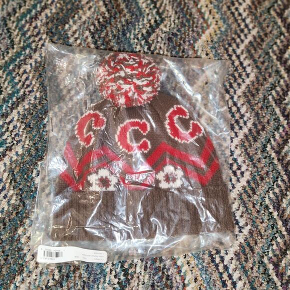 Coach Brown and Red Pom-Pom Beanie main image 4